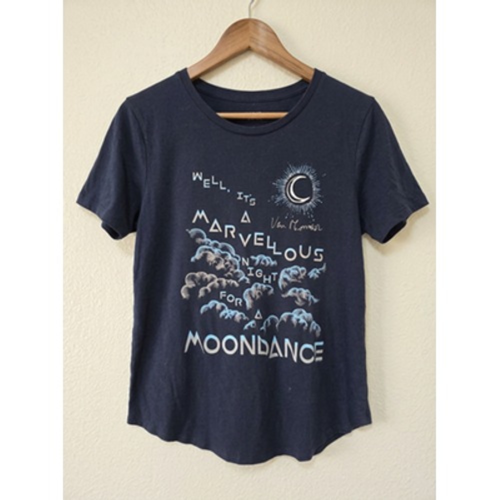 Van Morrison Band T-Shirt Size M Dark Blue Graphic Short Sleeve Round Neck Tee